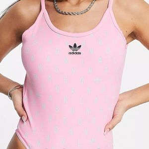 adidas Originals all over logo bodysuit in pink